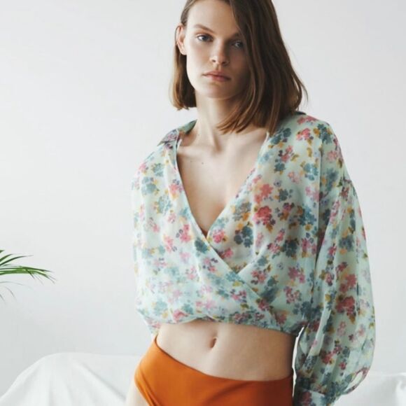 Zara crop Top  blouse M - Picture 1 of 5